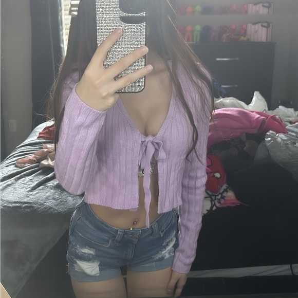Full Circle Trends Sweaters - Sexy Y2K Purple Cardigan